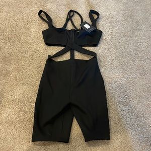 NWT fashion nova biker romper with cutouts size small